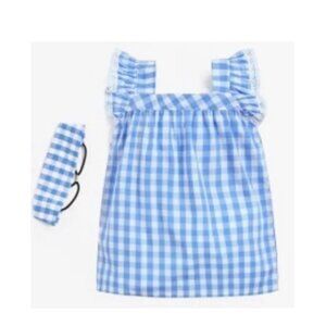 D&L Kids Store Dress 2 Piece Cotton Set Blue White 12/18 A001188